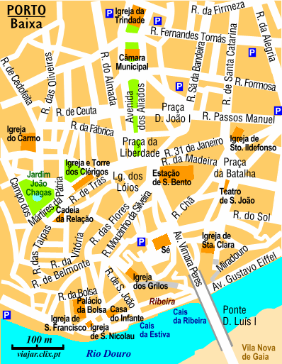 Mapa: Porto: Baixa