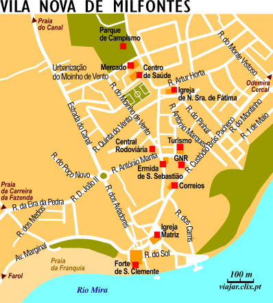 Mapa: Vila Nova de Milfontes