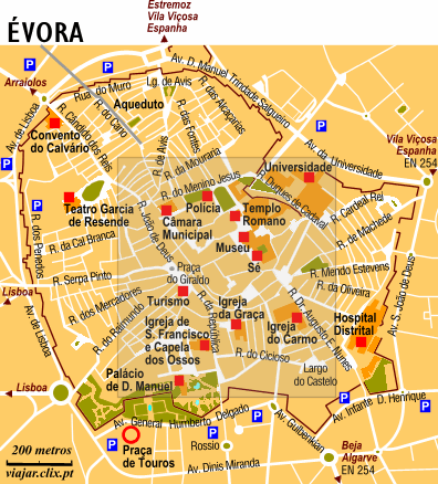 Mapa: Évora